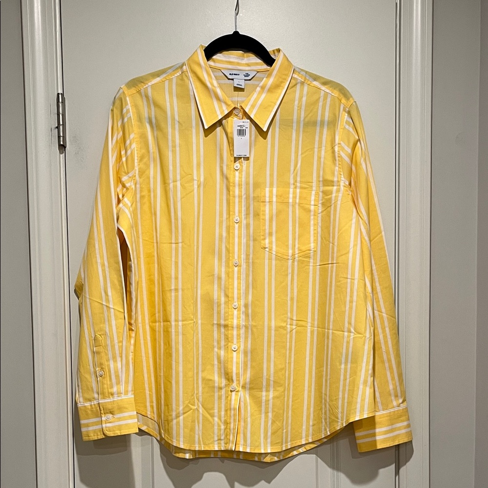 Old Navy Women’s Classic Button Down - Yellow Stripe